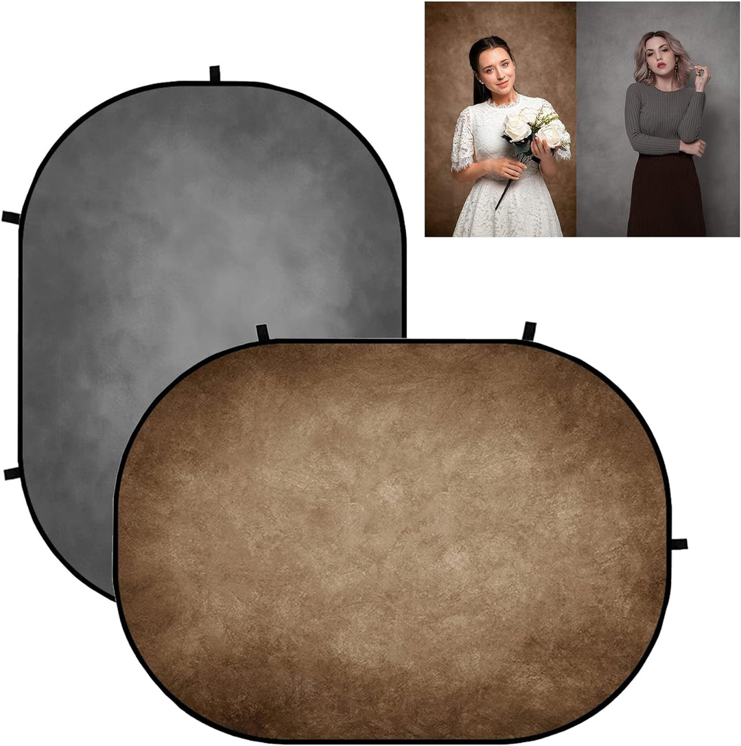 Kate 1,5x2m Zusammenklappbarer Hintergrund Graue Textur Doppelseitige Hintergründe Dunkelbrauner Por