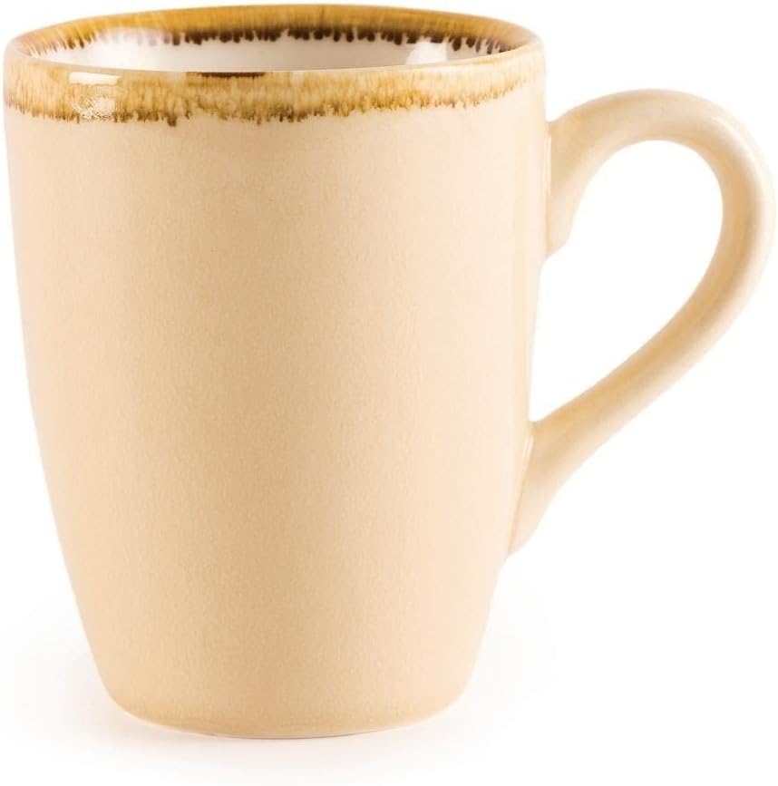 Olympia Kiln Cappuccino-Tasse, Rindenfarbe, 340 ml Porzellan mit neuen Funktionen, 6 Stück Sandstone