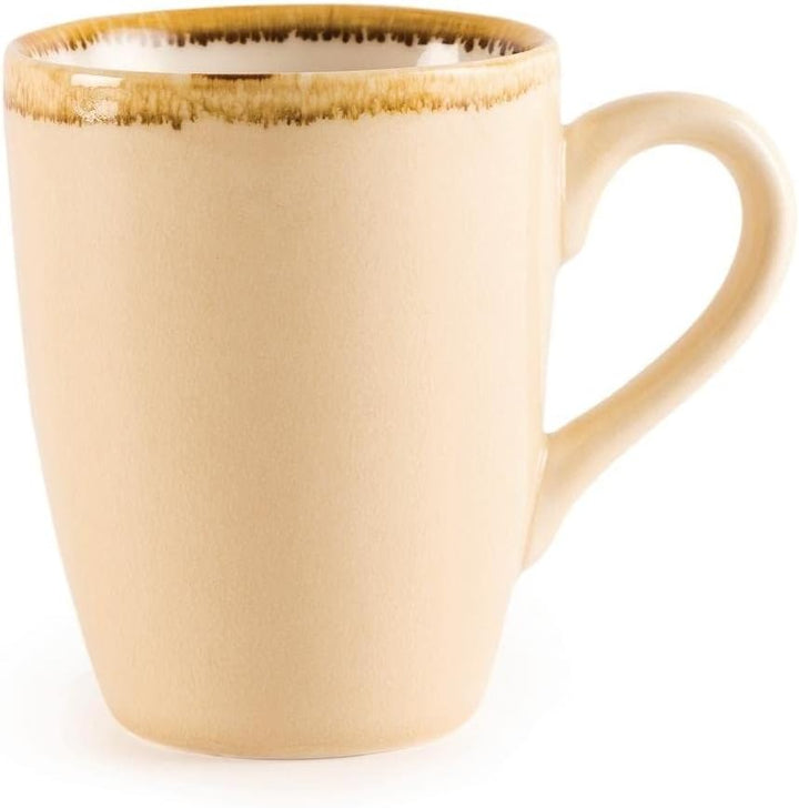 Olympia Kiln Cappuccino-Tasse, Rindenfarbe, 340 ml Porzellan mit neuen Funktionen, 6 Stück Sandstone