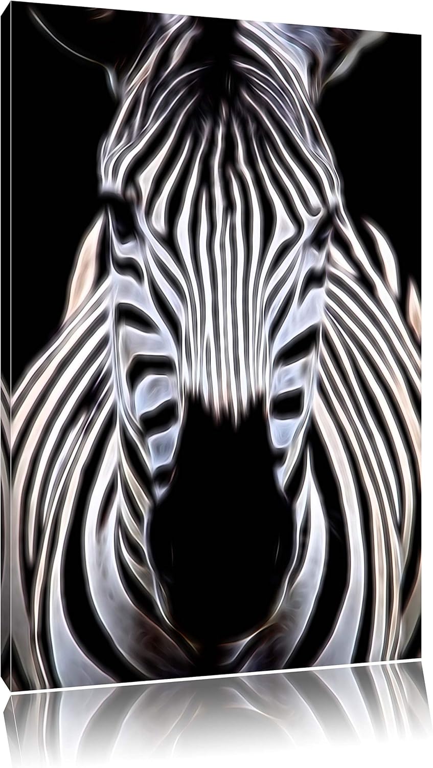 Dark Zebra Porträt Deluxe Format: 100x70 cm auf Leinwand, XXL riesige Bilder fertig gerahmt mit Keil