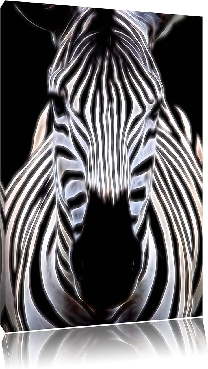Dark Zebra Porträt Deluxe Format: 100x70 cm auf Leinwand, XXL riesige Bilder fertig gerahmt mit Keil