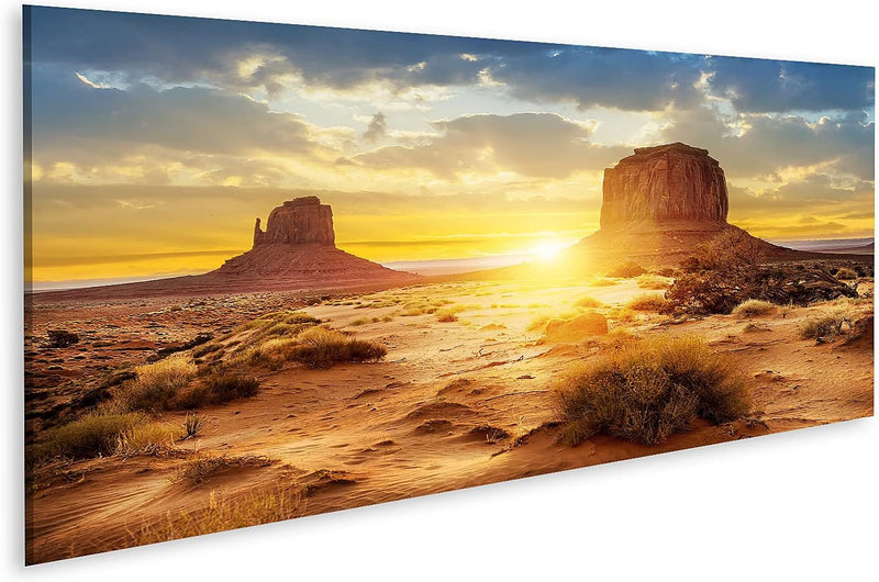 Bild auf Leinwand Sonnenuntergang Sisters Monument Valley Usa Wandbild Poster Kunstdruck Bilder Form