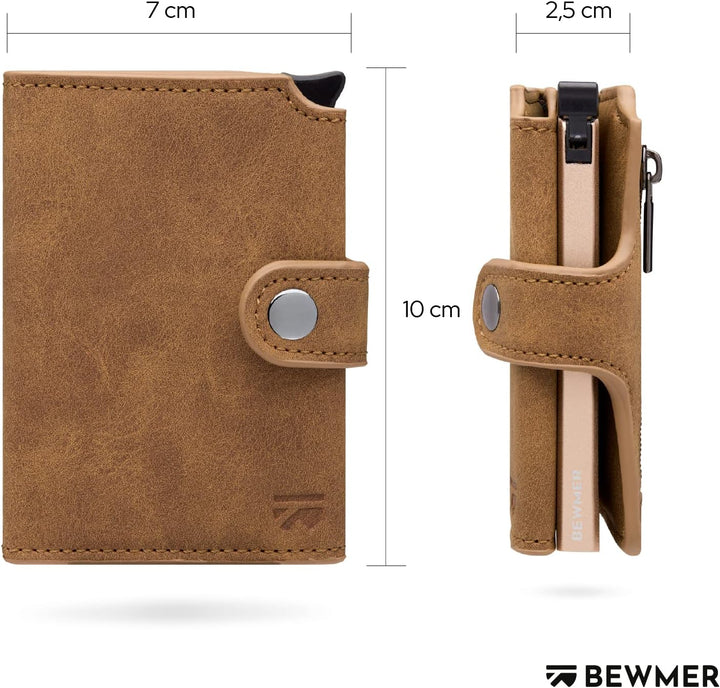 BEWMER 2 Shielded | Herren und Damen Slim Wallet mit RFID-Schutz Anti-Cloning | Kartenetui mit Münzf