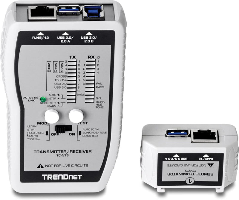 TRENDnet TC-NT3 VDV und USB Kabeltester, Silber, TC-NT3