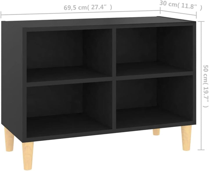 homiuse TV-Schrank mit Massivholz-Beinen Schwarz 69,5x30x50 cm TV Board Hochglanz Fernsehschrank Fer