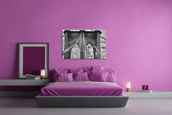 deyoli Brooklyn Brücke in Manhattan im Format: 80x60 als Leinwandbild, Motiv fertig gerahmt auf Echt