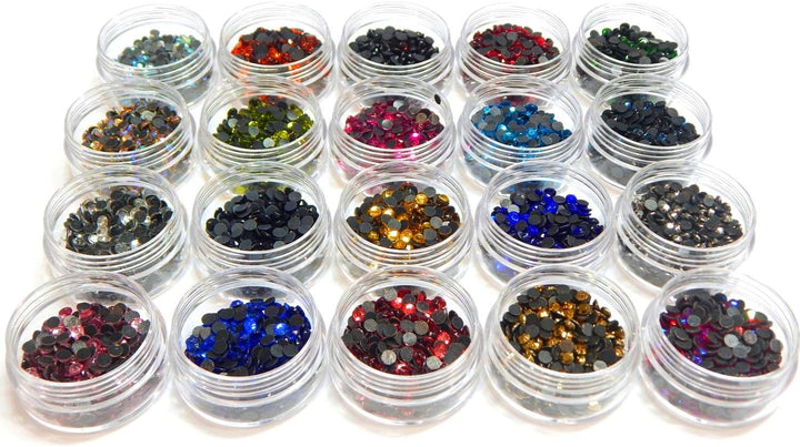 10000 Stück, Hotfix Strasssteine, zum Aufbügeln, AAA Qualität, 20 Farben Set mit Sortierbox, Glitzer