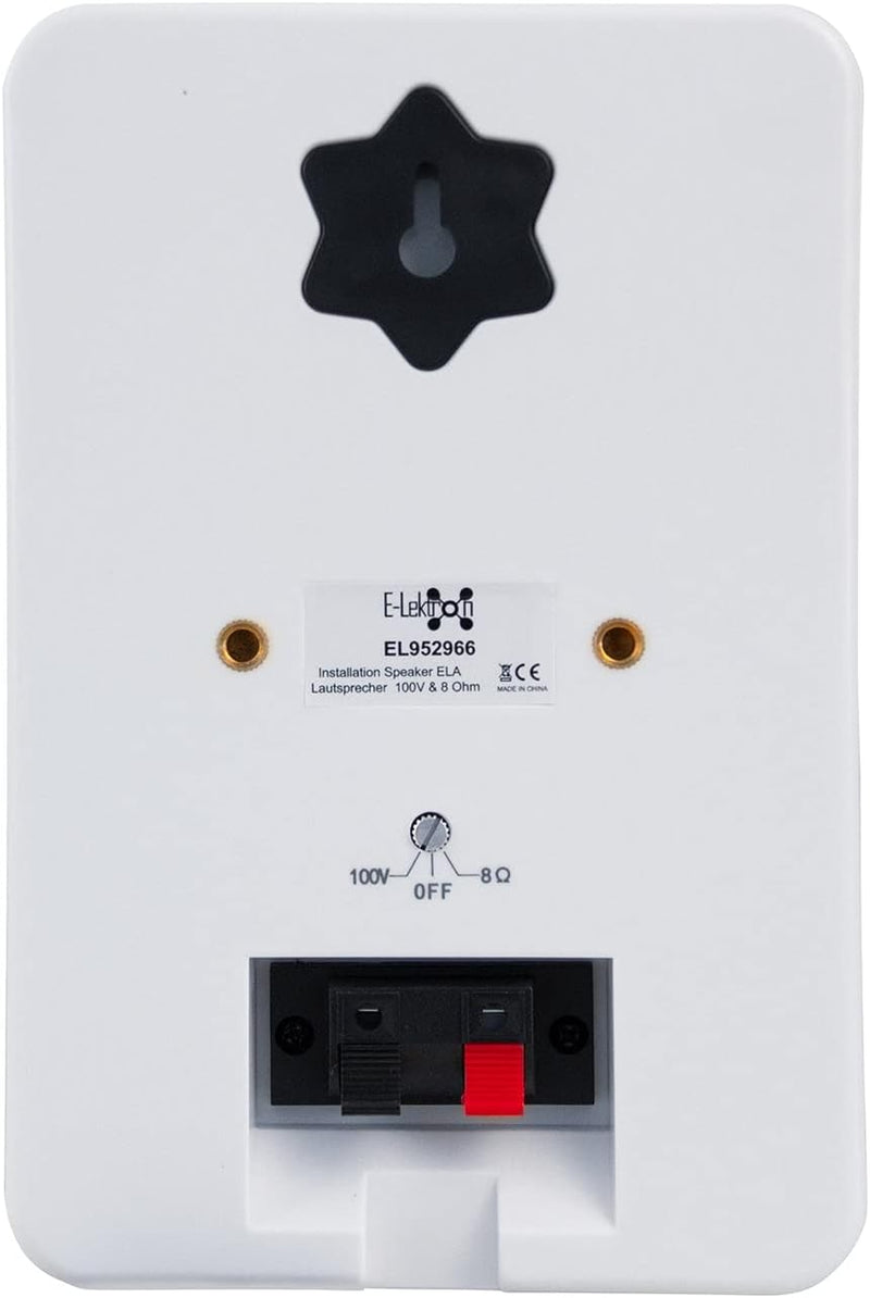 E-Lektron M-255 100V ELA / 8-Ohm Lautsprecher Box Weiss + Wandhalterung für Hintergrundmusik und Ans
