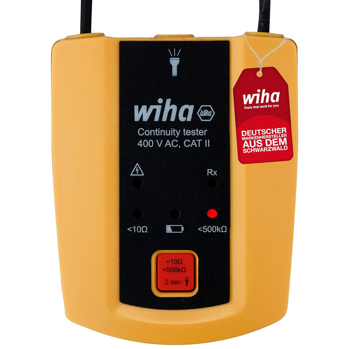 Wiha Durchgangsprüfer mit Ton bis 400 V AC, CAT II inkl. 2x AAA-Batterien I mit Taschenlampenfunktio