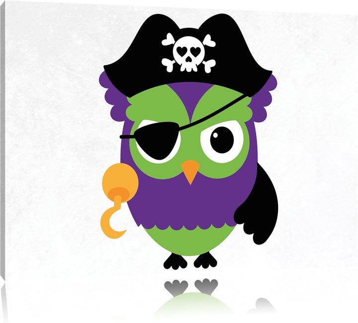 Lustige Piraten Eule weiss, Format: 100x70 auf Leinwand, XXL riesige Bilder fertig gerahmt mit Keilr