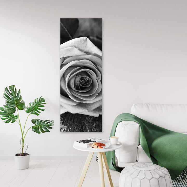 Feeby Wandbild Rose Druckbild Leinwandbild abstrakt schwarz-weiss 40x120 cm Leinwandbild 40x120 cm S