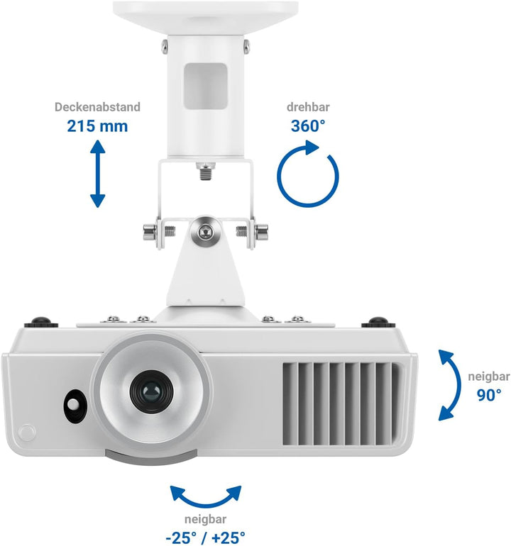 deleyCON Universal Beamer Projektor Deckenhalterung +-25° Neigbar - 360° Schwenkbar - bis 15Kg - Dec