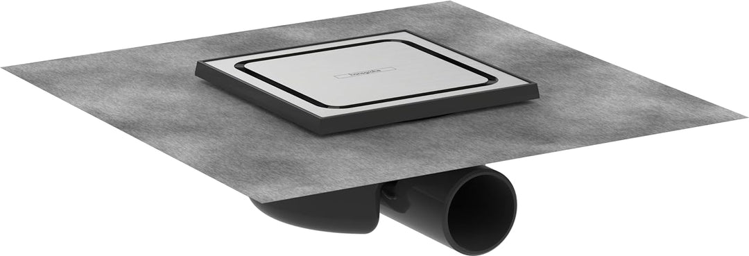 hansgrohe Komplettset Punktablauf RainDrain Spot, Bodenablauf Dusche 15 x 15cm, Edelstahl gebürstet,
