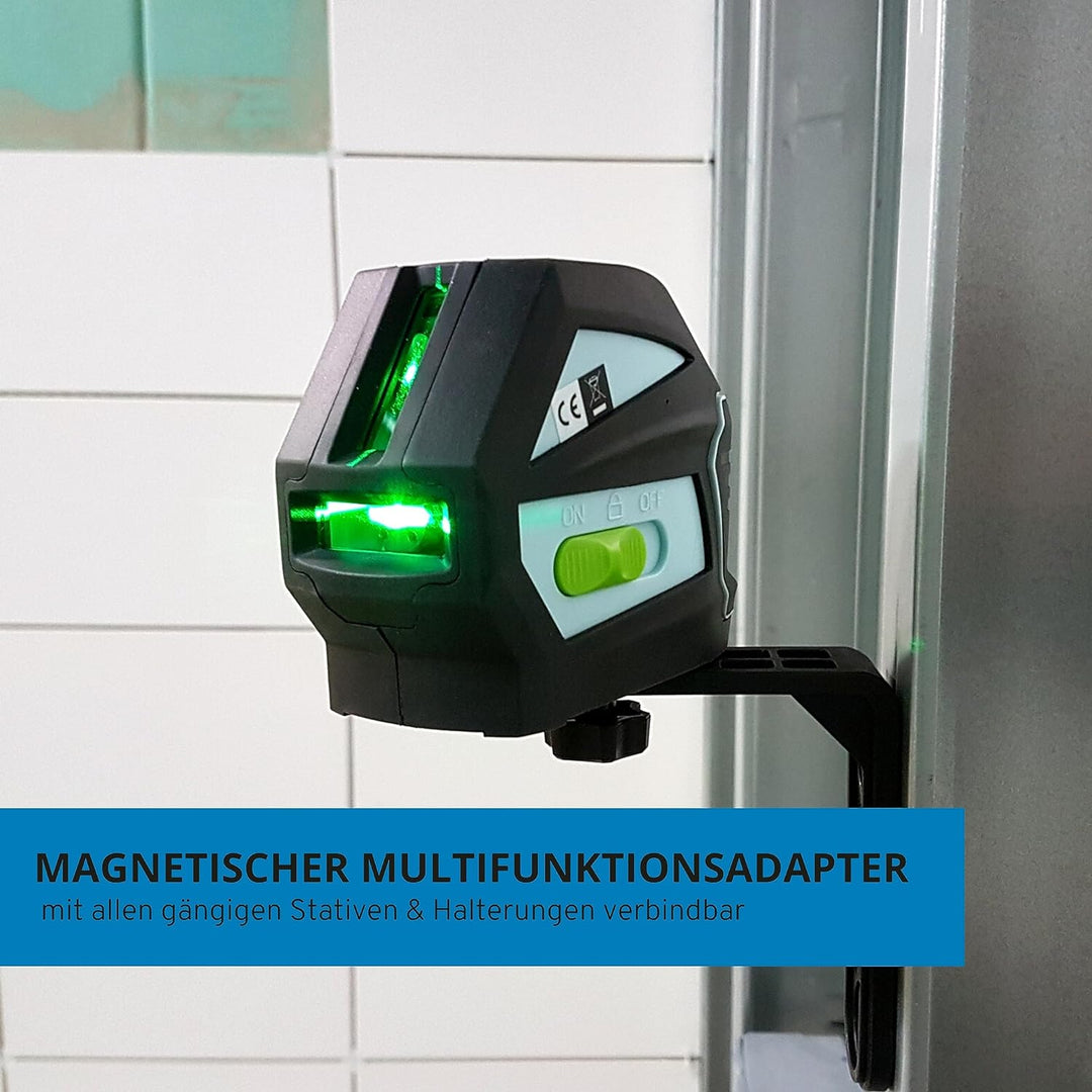 hedue® Linienlaser L1G - Kreuzlinienlaser selbstnivellierend mit grünen Laserlinien, Kreuzlaser Nive