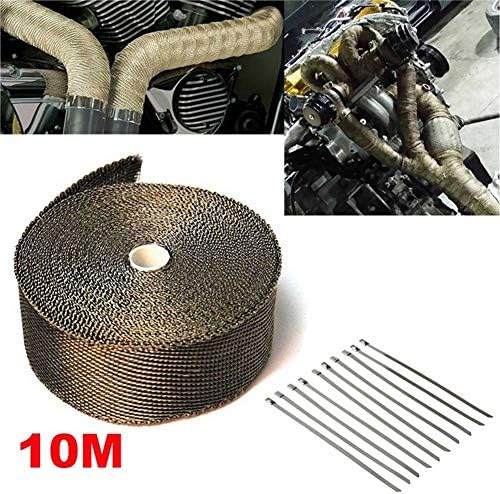 Auspuffband Schwarz, Abwärme Wrap, 10m x 5cm Titan Abwärme Wrap Roll Tape Auto Motorrad Abwärme Rohr