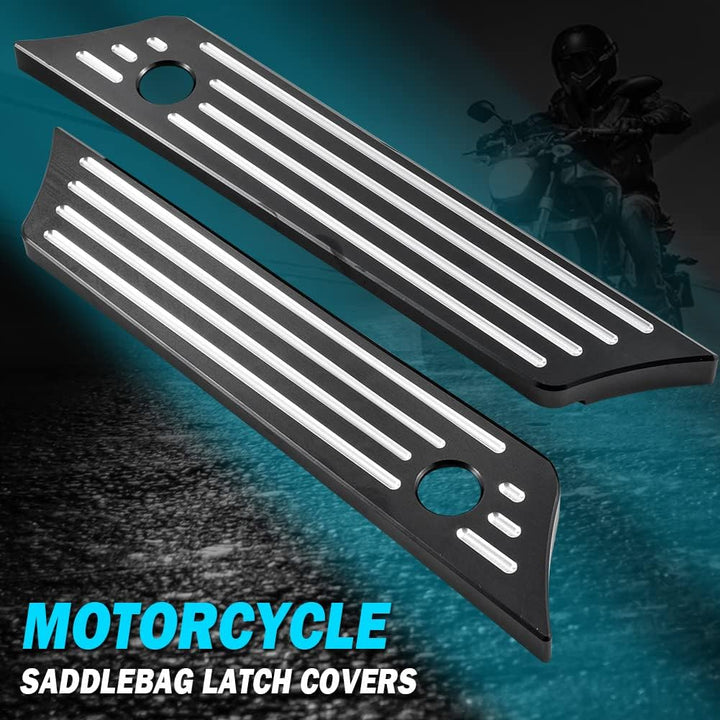 KATUR Motorrad Satteltaschenverschlüsse Abdeckung Schwarz Chrom Tiefer Kantenschliff CNC Hard Billet