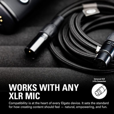 Elgato XLR-Interface Set – Audioschnittstelle, mit XLR-Kabel, kostenloses digitales Mixing-Softwarep