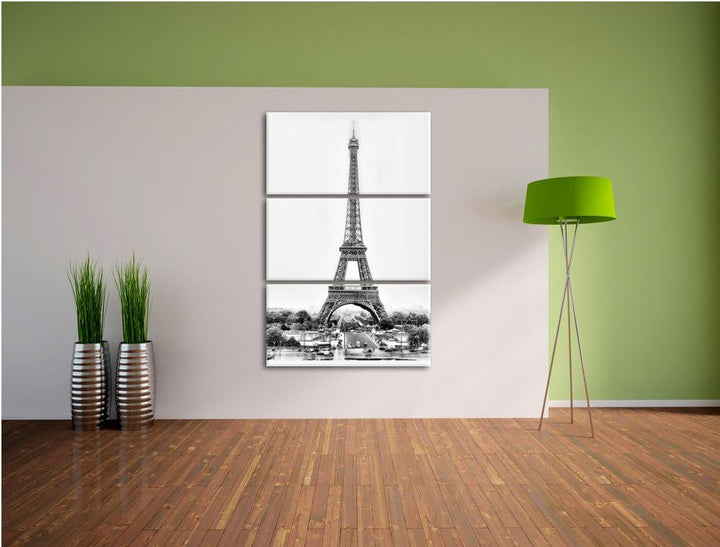 Pixxprint gigantischer Eifelturm als Leinwandbild/Grösse: 3 Teilig (120x80 cm) cm/Wandbild/Kunstdruc