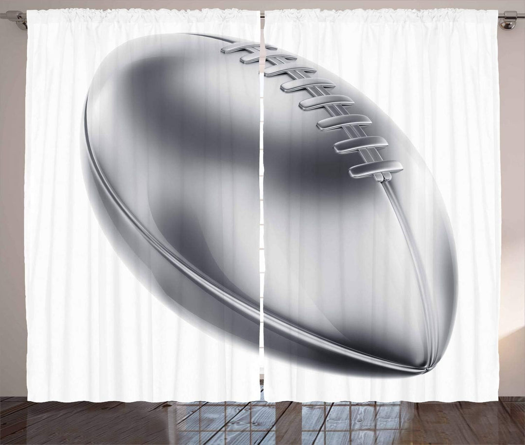 ABAKUHAUS Grau Rustikaler Vorhang, American Football-Motiv, Wohnzimmer Universalband Gardinen mit Sc