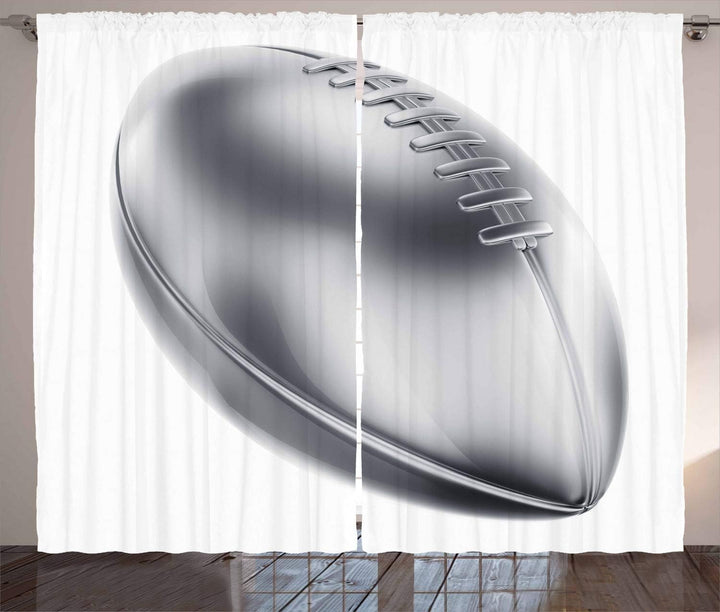 ABAKUHAUS Grau Rustikaler Vorhang, American Football-Motiv, Wohnzimmer Universalband Gardinen mit Sc