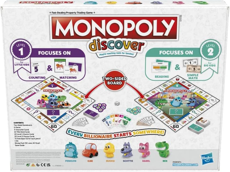 Mein erstes Monopoly-Spiel, Brettspiel für Kinder ab 4 Jahren, 2-seitiges Spielbrett, spielerisches