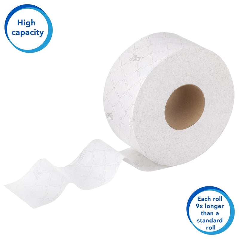 Scott Essential Toilettenpapier, Jumbo Toilettenpapierrolle, 2-lagig, 6 Rollen x 380 m, Weiss, 8511