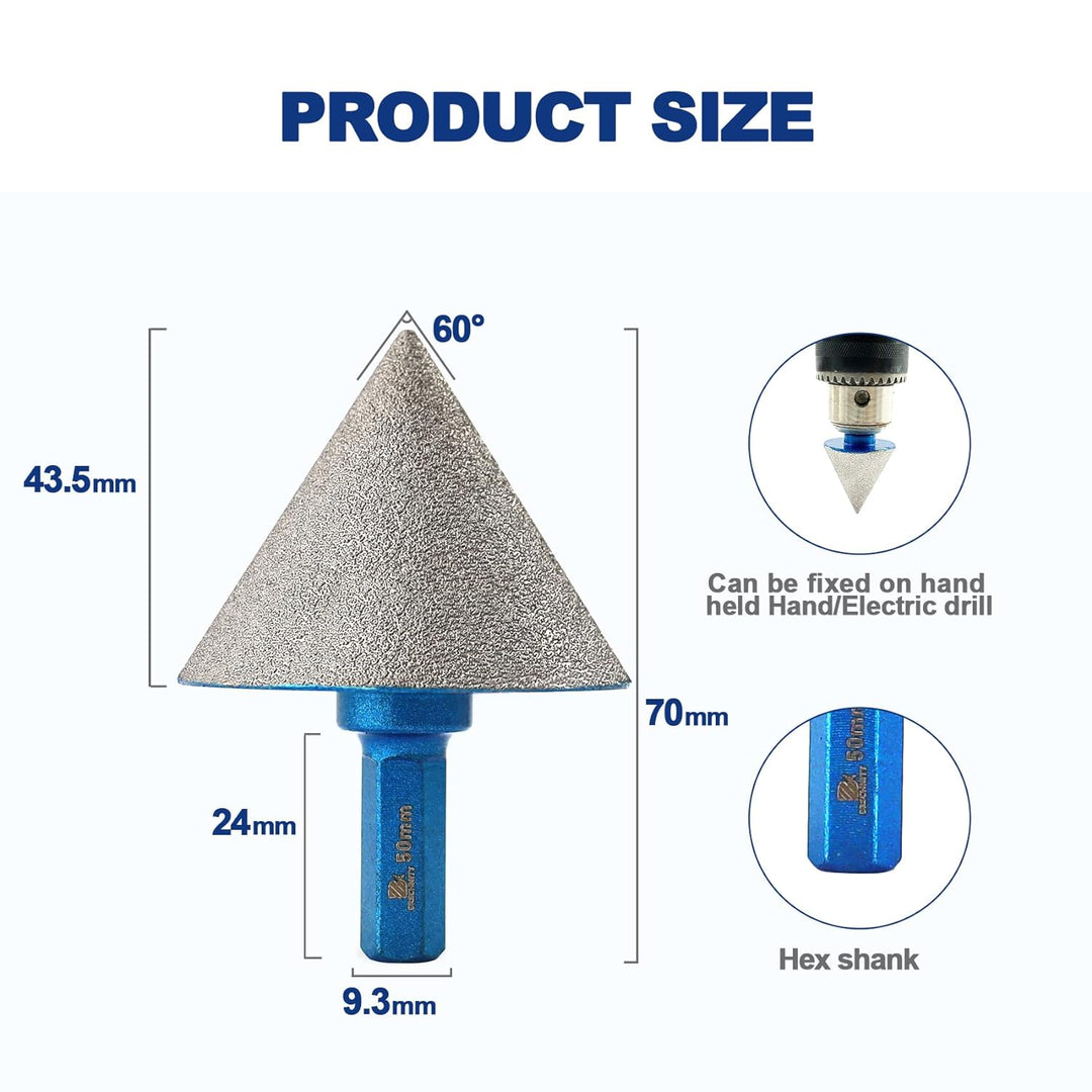 Diamant Fasenbohrer 50mm - BRSCHNITT Diamant Fasenbits Fingerfräser zum Vergrössern Löcher in Fliese