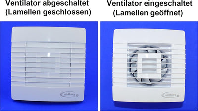 Badventilator Ø 150 mm Jalousie/Lamellen mit Bewegungsmelder/Präsenzmelder und Timer/Nachlauf Badlüf