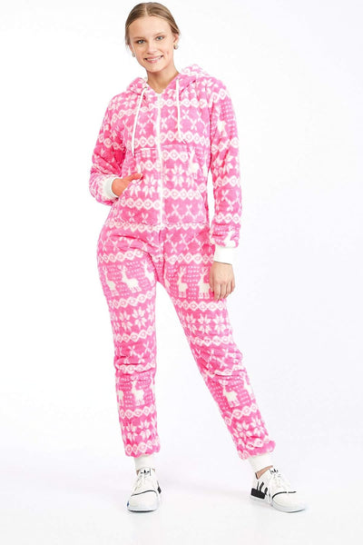 Teddyfleece Teddyfell Jumpsuit flauschig und kuschelig One Piece Overall warm (Pink(2910), L~40)