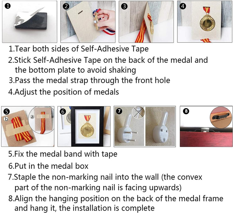 Medaillen-Display-Rahmen, 3 Medaillen-Display-Rahmen, Schattenbox-Rahmen zum Ausstellen von Medaille