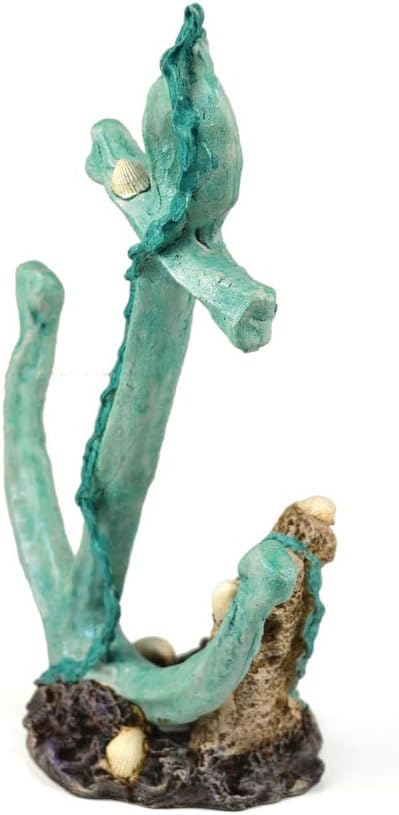 biOrb 46139 Anker Ornament – detaillierte Aquariendekoration in grün/ türkis mit Muschel und Koralle