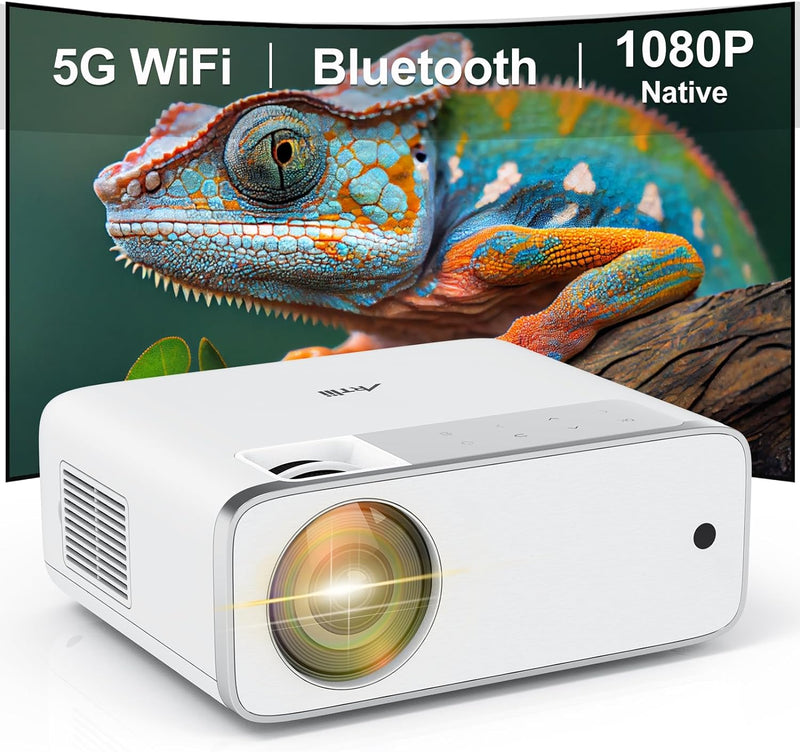 Artlii Enjoy4 Mini Beamer, Full HD Beamer Native 1080P mit 5.0G WiFi Bluetooth Mini Projektor Kompat