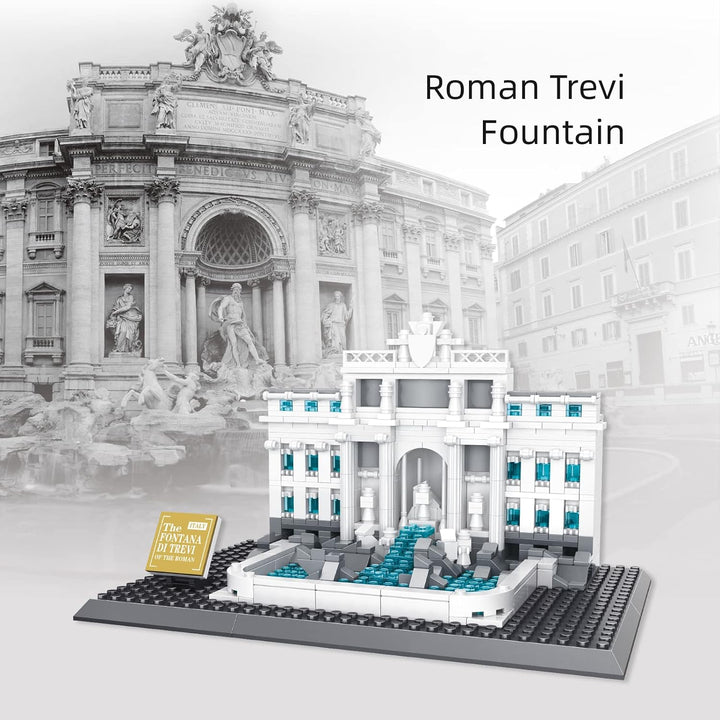 Wange Trevi-Brunnen Architektur-Modell, zur Montage mit Bausteinen Fontana Di Trevi - Italien, Fonta