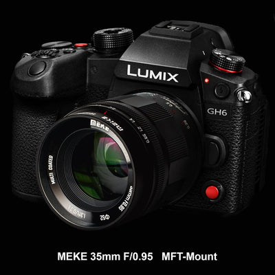 Meike 35 mm f0.95 grosser manueller Fokus Prime Festobjektiv APS-C kompatibel mit Panasonic Lumix Ol