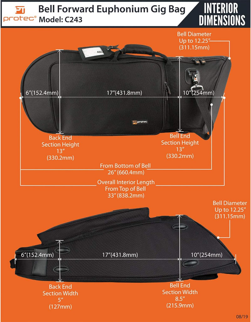 Protec Bell Forward Euphonium Gigbag Gold Series Modell C243 schwarz Bell Forward Gig Bag, Bell Forw