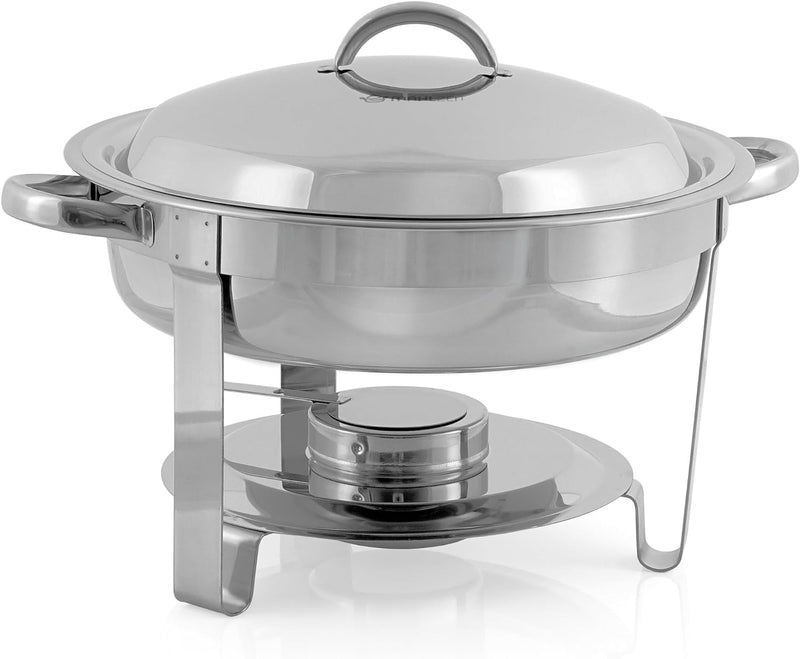 Mahlzeit Edelstahl Chafing Dish rund 4,5 Liter | Speisenwärmer Wärmebehälter Bain Marie Rechaud Warm