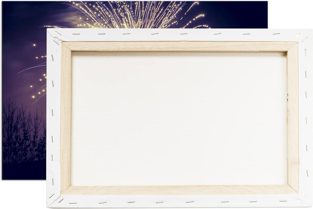 deyoli grosses Feuerwerk am Himmel Format: 80x60 als Leinwand, Motiv fertig gerahmt auf Echtholzrahm