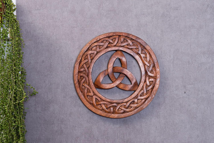 Windalf Celtic Holzbild RIGANI Ø 30 cm Triade Keltsche Hochzeit Wandkunst Handarbeit aus Holz