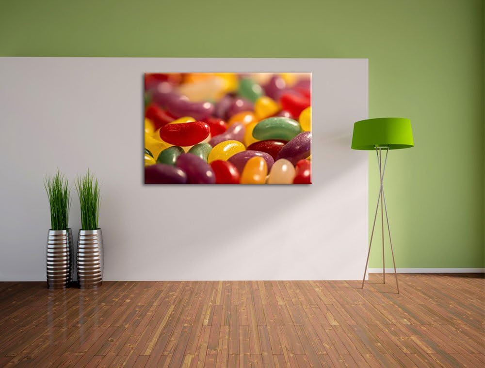 Pixxprint Bunte Süssigkeiten auf Leinwand, XXL riesige Bilder fertig gerahmt mit Keilrahmen, Kunstdr