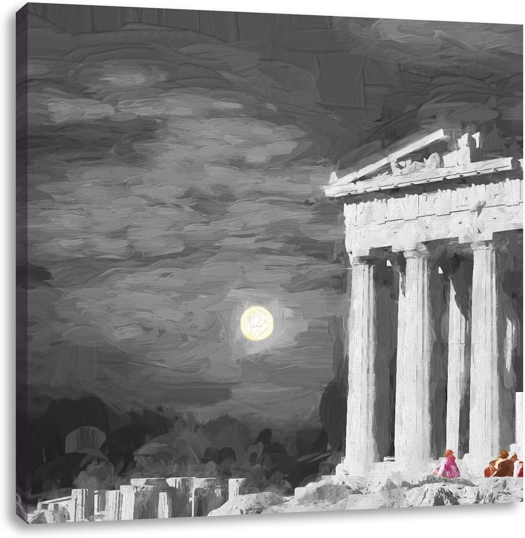 schöner Tempel der Athene, Format: 70x70 als Leinwandbild, tolle Bilder fertig auf Holzrahmen gespan