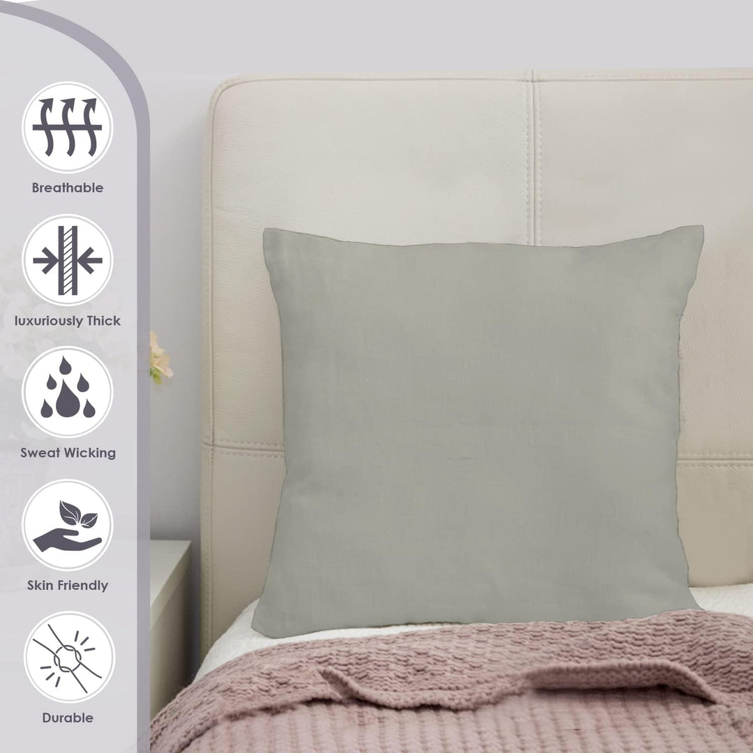 Pizuna Luxuriöser Soft-Satin 2er Pack Kissenbezug 80 x 80 cm Silber, 800 Fadenzahl Baumwolle Quadrat