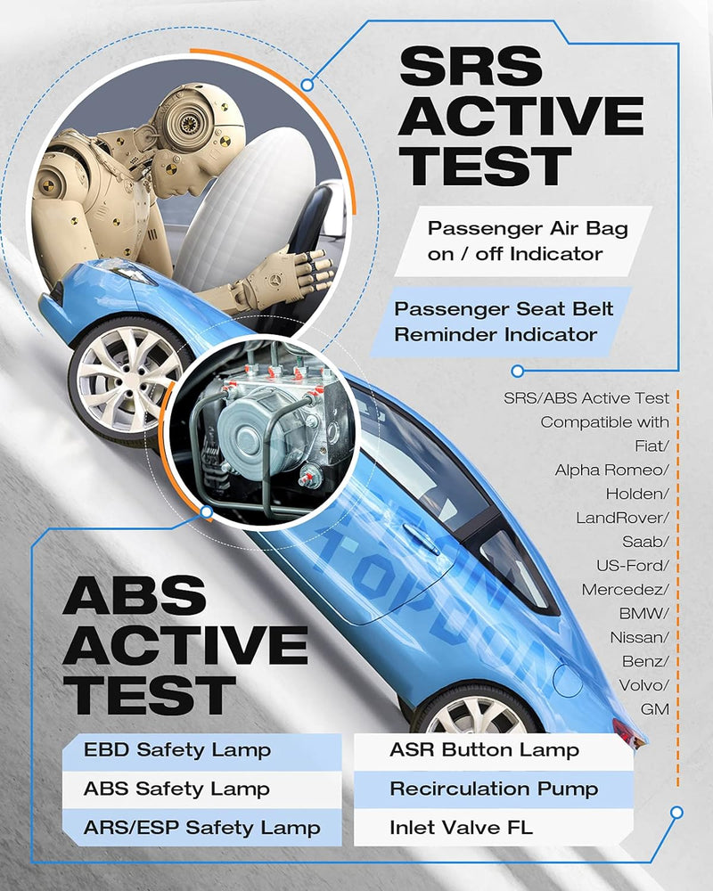 TOPDON OBD2 diagnosegerät mit Reset von Öl, BMS, SAS, diagnosegerät Auto für alle Fahrzeuge für ABS