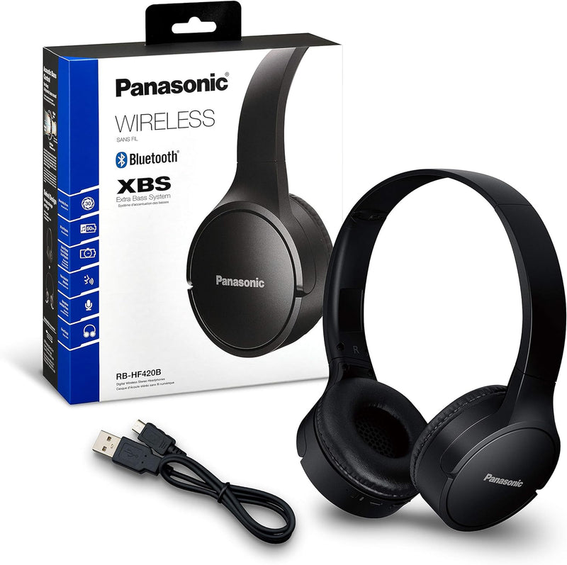 Panasonic RB-HF420B Bluetooth Kopfhörer - On-Ear, Schnellladegerät, bis 50h Akkulaufzeit, leichte un