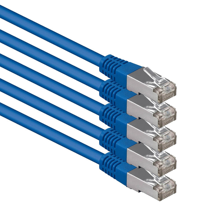 1aTTack.de 5m blau - 5 Stück Cat.6 Patchkabel Netzwerkkabel CAT6 S-FTP Gigabit Lan PIMF CAT 6 Kupfer