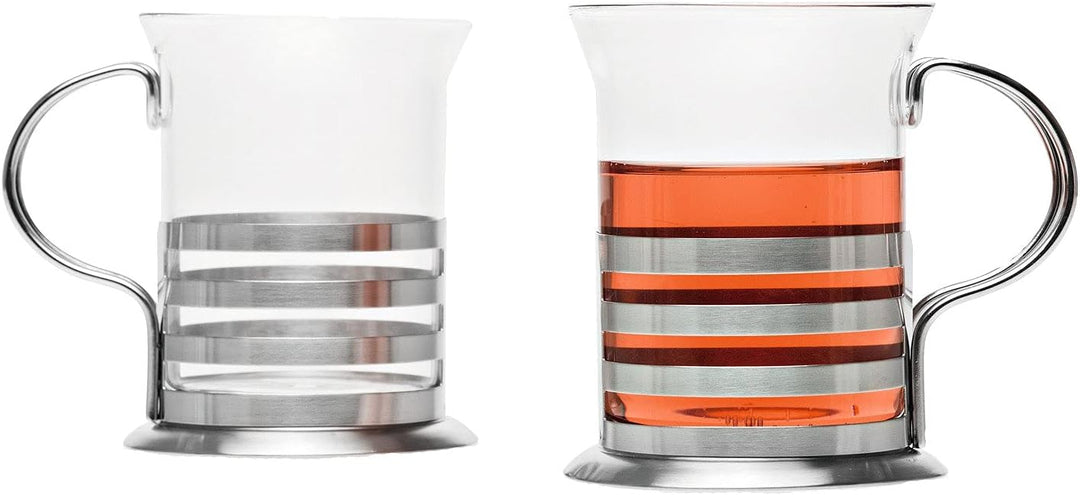 Leonardo Balance Tee-Glas 6er Set, Tee Tasse aus Glas inklusive Edelstahl-Halter, handgefertigte Tee
