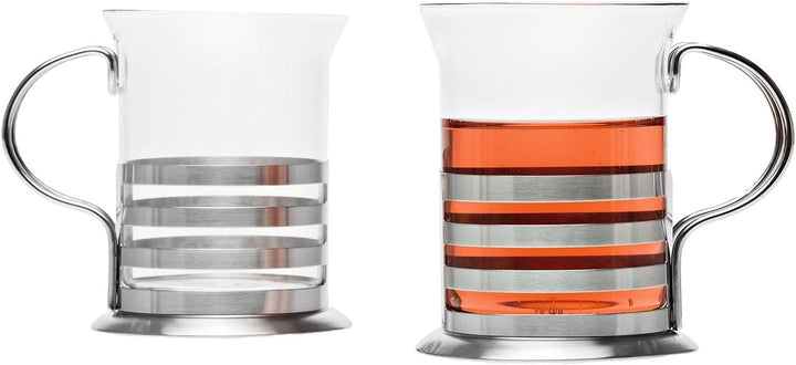 Leonardo Balance Tee-Glas 6er Set, Tee Tasse aus Glas inklusive Edelstahl-Halter, handgefertigte Tee
