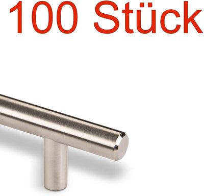 100 x SO-TECH® Stangengriffe mit Ø 12 mm Edelstahlrohr/BA 128 mm Möbelgriffe Relinggriffe 100 x BA 1