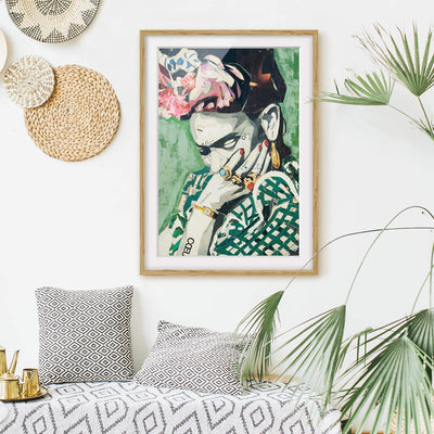 Bild mit Rahmen - Frida Kahlo - Collage No.3 - Rahmenfarbe Eiche, 55 x 40 cm 55cm x 40cm Eiche, 55cm