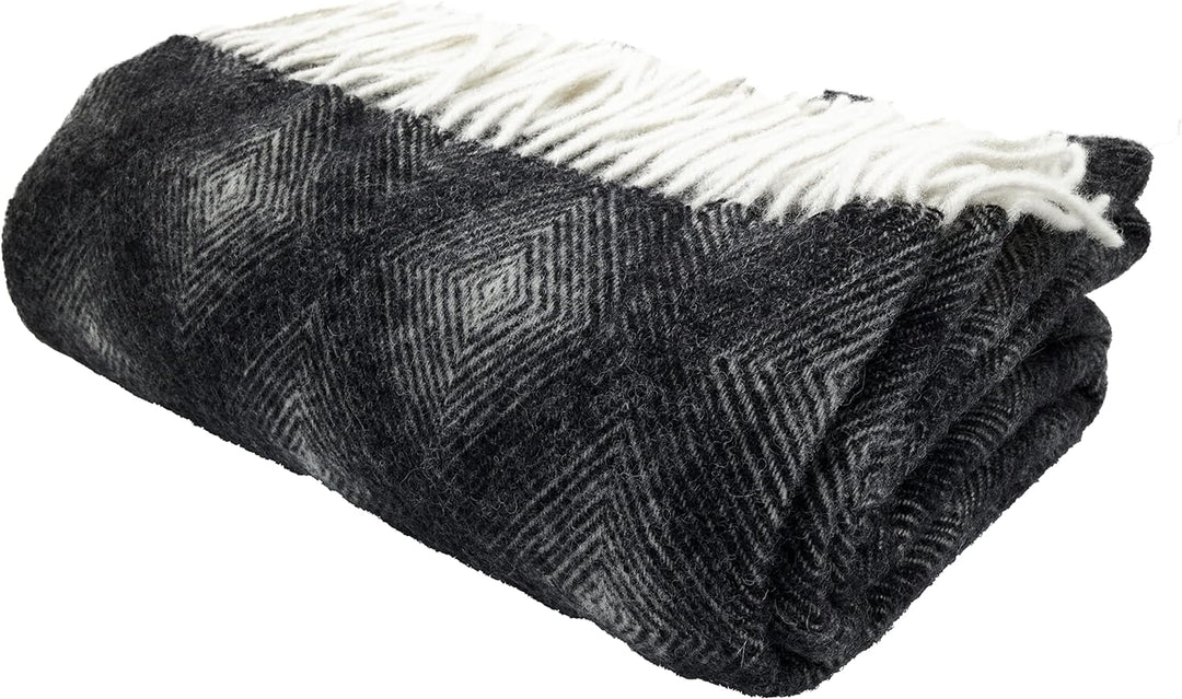 GLAESER Wohndecke - fair de Luxe Wolle pur | Wolldecke aus 100% Wolle | Couchdecke/Sofadecke | Wohlf