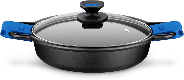 Monix Schmorkasserolle, geeignet für alle Herdarten und Induktion, Aluminium, schwarz/blau, 36 cm Mo